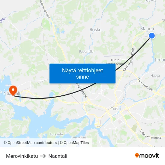 Merovinkikatu to Naantali map