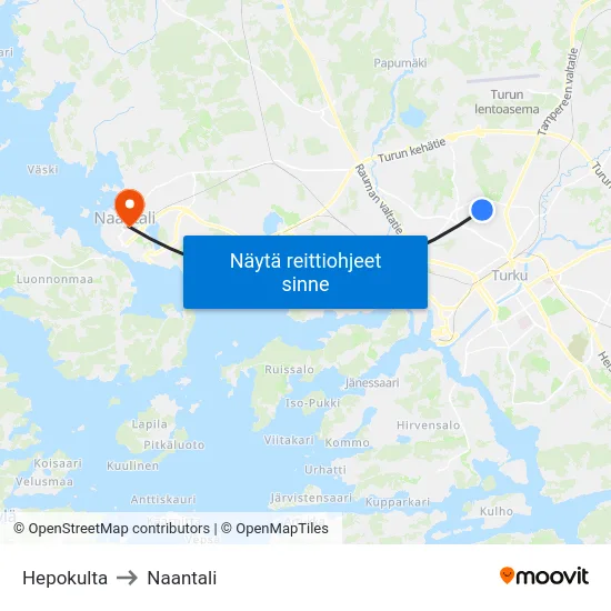 Hepokulta to Naantali map