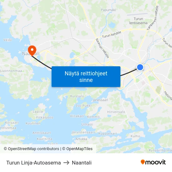 Turun Linja-Autoasema to Naantali map