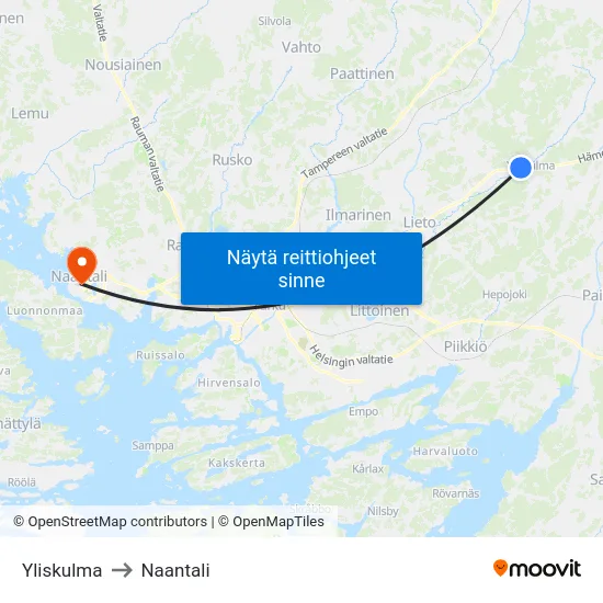 Yliskulma to Naantali map