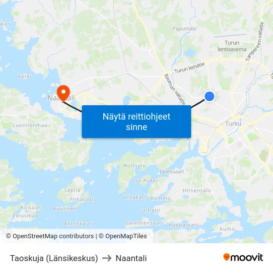 Taoskuja (Länsikeskus) to Naantali map