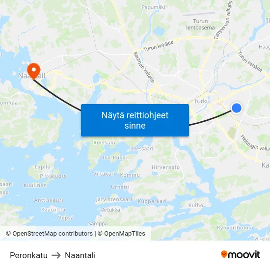 Peronkatu to Naantali map