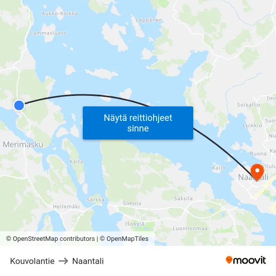 Kouvolantie to Naantali map