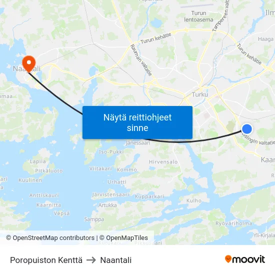 Poropuiston Kenttä to Naantali map