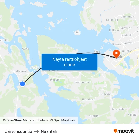 Järvensuuntie to Naantali map