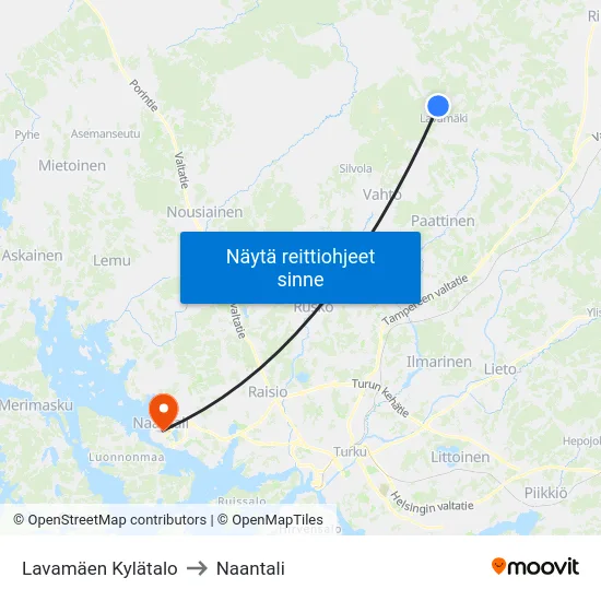 Lavamäen Kylätalo to Naantali map
