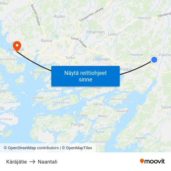 Käräjätie to Naantali map