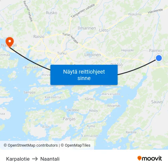 Karpalotie to Naantali map