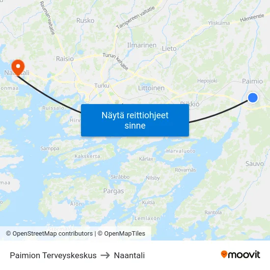 Paimion Terveyskeskus to Naantali map
