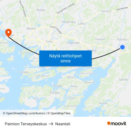Paimion Terveyskeskus to Naantali map