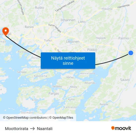 Moottorirata to Naantali map