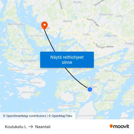 Koulukatu L to Naantali map