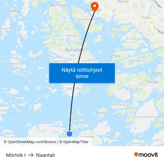Mörtvik I to Naantali map