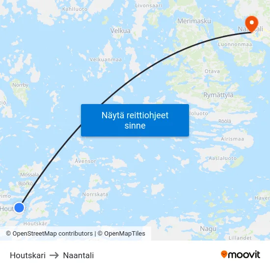 Houtskari to Naantali map