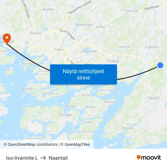 Iso-Iivarintie L to Naantali map