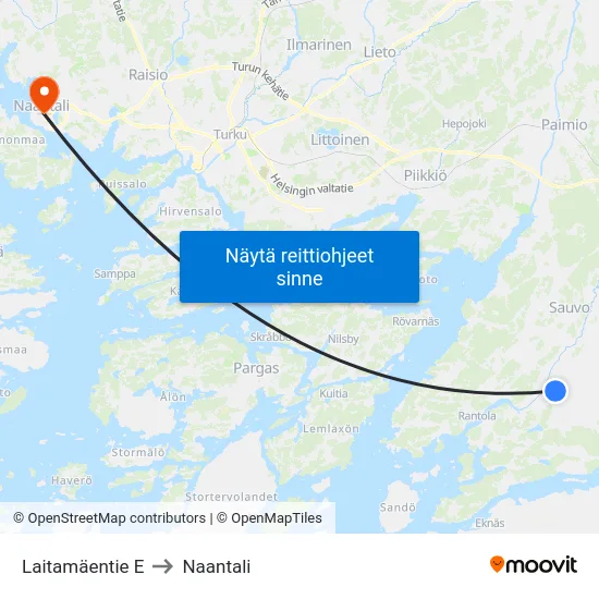 Laitamäentie E to Naantali map