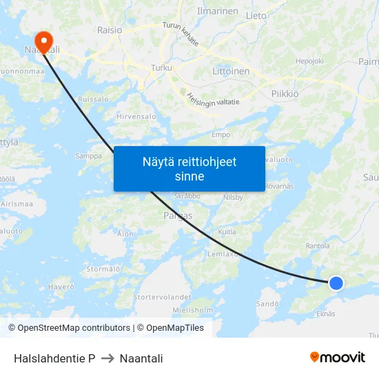 Halslahdentie P to Naantali map