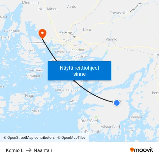 Kemiö L to Naantali map
