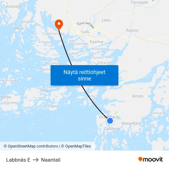 Labbnäs E to Naantali map