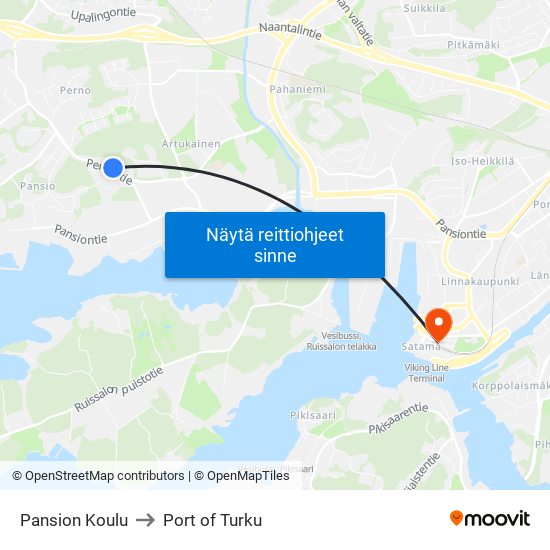 Pansion Koulu to Port of Turku map