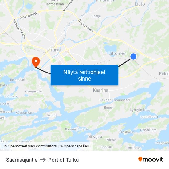 Saarnaajantie to Port of Turku map
