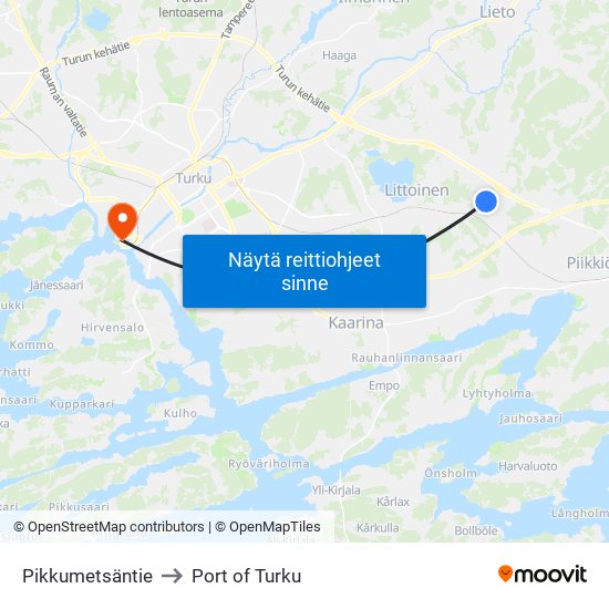 Pikkumetsäntie to Port of Turku map