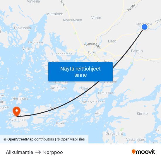 Alikulmantie to Korppoo map