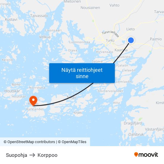 Suopohja to Korppoo map