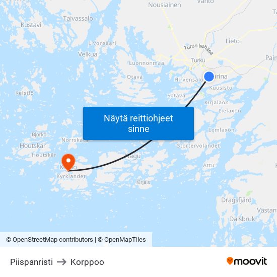 Piispanristi to Korppoo map