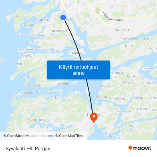Syvälahti to Pargas map