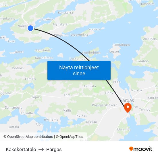 Kakskertatalo to Pargas map