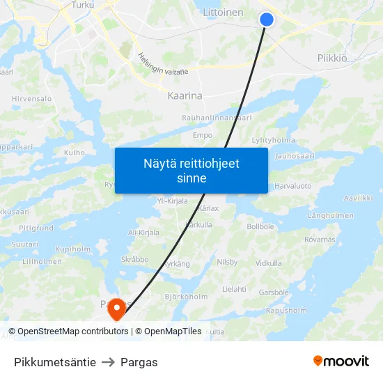 Pikkumetsäntie to Pargas map
