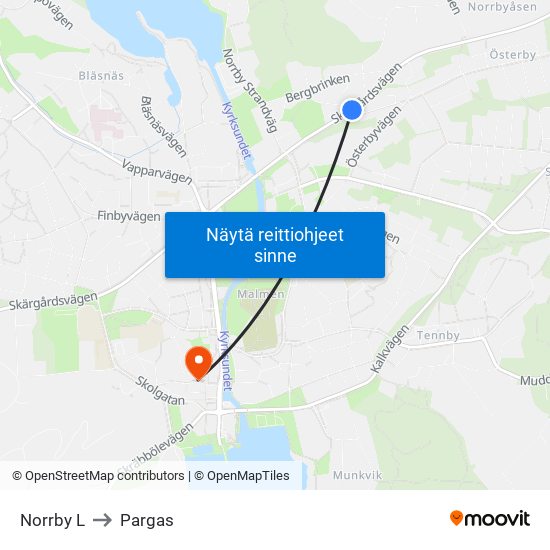 Norrby L to Pargas map