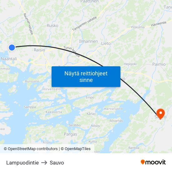 Lampuodintie to Sauvo map