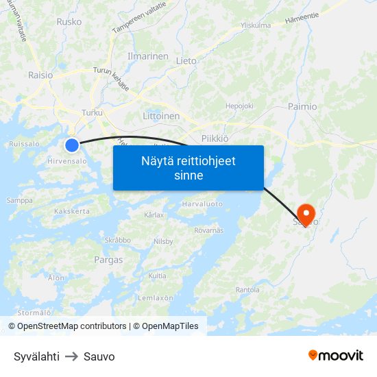 Syvälahti to Sauvo map