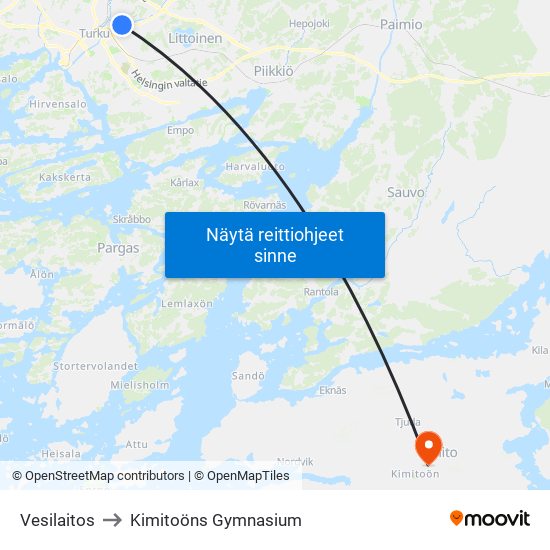 Vesilaitos to Kimitoöns Gymnasium map