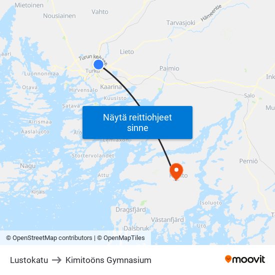 Lustokatu to Kimitoöns Gymnasium map