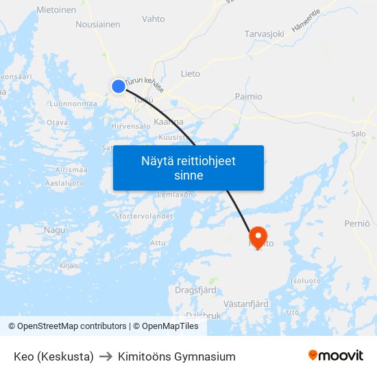 Keo (Keskusta) to Kimitoöns Gymnasium map