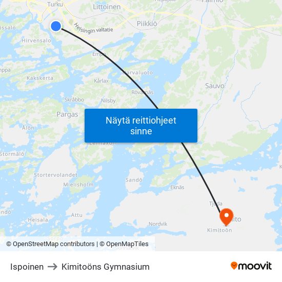 Ispoinen to Kimitoöns Gymnasium map