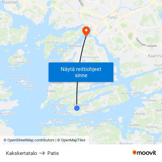 Kakskertatalo to Patis map