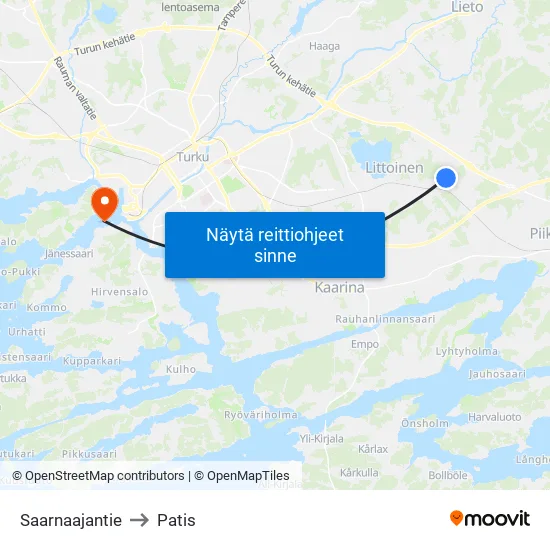 Saarnaajantie to Patis map