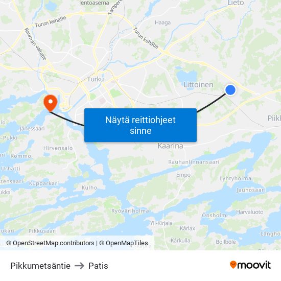 Pikkumetsäntie to Patis map