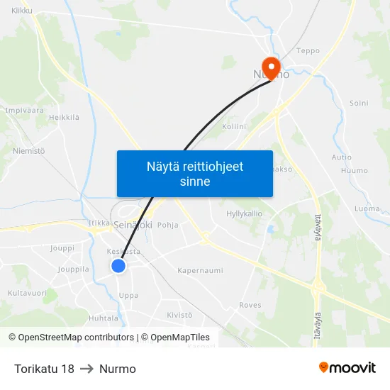 Torikatu 18 to Nurmo map