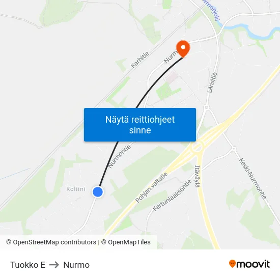 Tuokko E to Nurmo map