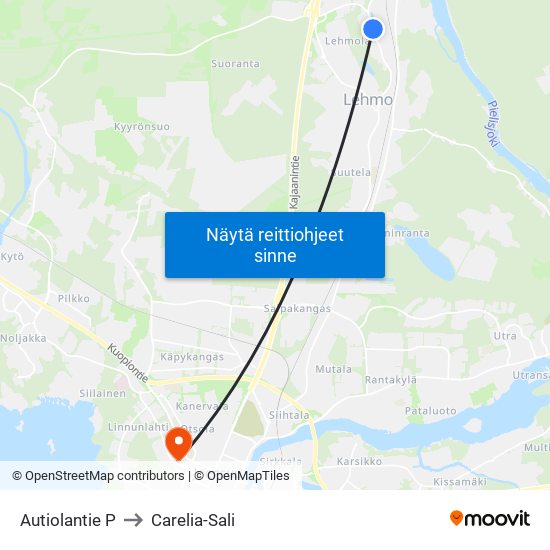 Autiolantie P to Carelia-Sali map