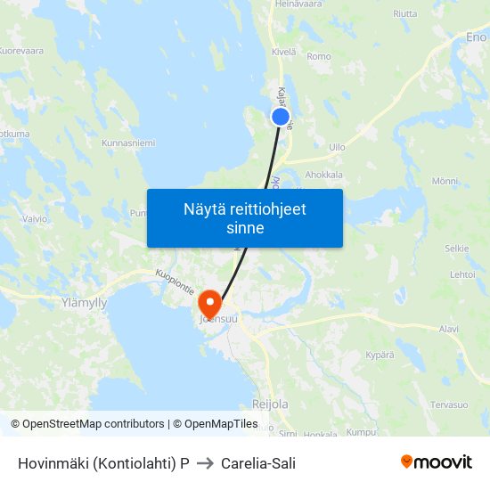 Hovinmäki (Kontiolahti) P to Carelia-Sali map