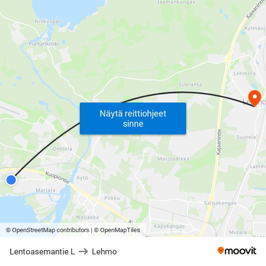 Lentoasemantie L to Lehmo map