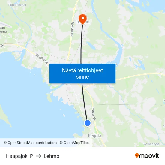 Haapajoki P to Lehmo map