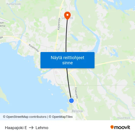 Haapajoki E to Lehmo map