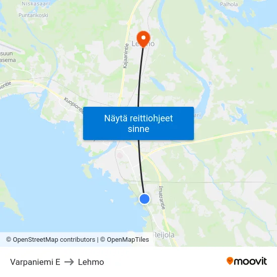 Varpaniemi E to Lehmo map